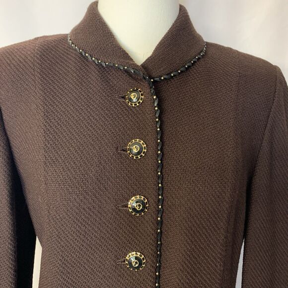 VTG St. John Collection Marie Gray Womens Sz. 4 Brown Button Jacket Blazer USA - Picture 2 of 12